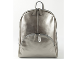 Кожаный женский рюкзак-трансформер серебристо-бронзовый