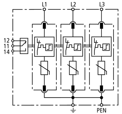 952307 УЗИП класса II DEHNguard M DG M WE 600 FM для ветровых энергетических установок, с контактом для удаленной сигнализации