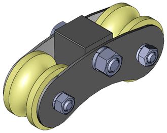 Каретка роликовая КАПРОЛОН под ТРУБУ d 3/4&quot;(25мм) d70. Артикул 7003