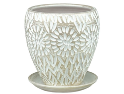 Белый жемчужный оригинальный керамический цветочный горшок диаметр 18 см в стиле "кантри"