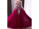 Вечернее платье цвета марсала с цветочной вышивкой прокат Уфа