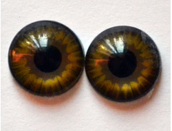 Глаза хрустальные клеевые пластиковые,, 10 мм, рыжие, арт. ГХ14