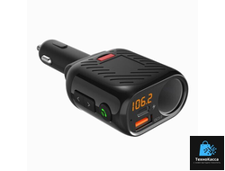 Автомобильный FM-трансмиттер Bluetooth 5.3 Eplutus FB-22 / QC 3.0 18W / PD 20W / USB +Type-C+прикуривателя /LED дисплей