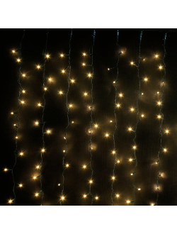Световой занавес, 625 бесцветных микролампочек, 2.4х1.5 м, 25 нитей, соединяемый (до 4 шт.)