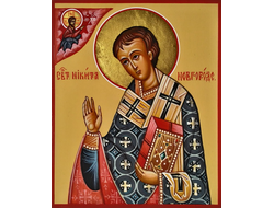 Никита, Святитель, епископ Новгородский. Рукописная православная икона.