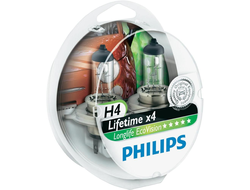 Лампа галогенная PHILIPS H4 LongLife EcoVision 12V (60/55W) 2 шт.