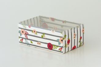 Коробка подарочная ВЫСОКАЯ 2П-В с Прозрачной крышкой (18*11* выс 7 см), Бордовые цветы