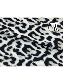 Бифлекс глянец принт Леопард с ворсинками, цв. Белый