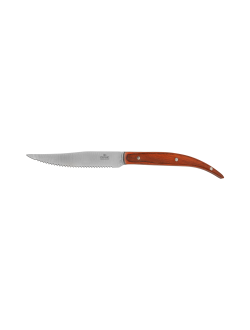 Нож для стейка 235 мм с зубцами Luxstahl коричневая ручка