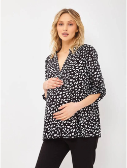 Блузка "ДЕВИКА" для беременных и кормящих, черный/белый