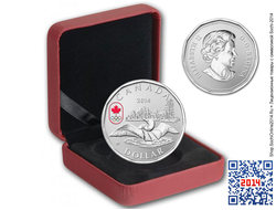 Серебряный доллар Канады Sochi-2014 (цветная монета)