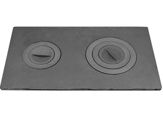 Плита печная цельная чугунная с 2 отверстиями, с конфорками ПЦ 2-3, 710*410*12 мм, Рубцовск