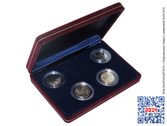 Набор 4 монеты + 1 купюра «Sochi-2014» (3 исполнения)
