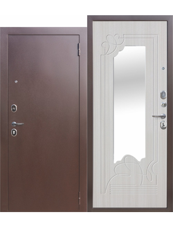 Входная дверь Ампир с зеркалом белый ясень