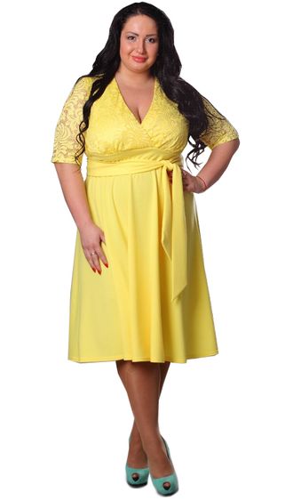 Женская одежда - Вечернее, нарядное платье Арт. 043601 (Цвет желтый) Размеры 48-74