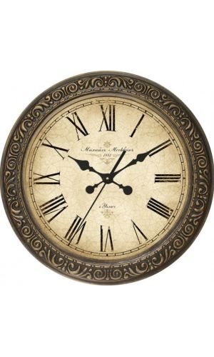 Настенные часы "Ронда" темные с римскими цифрами D310мм