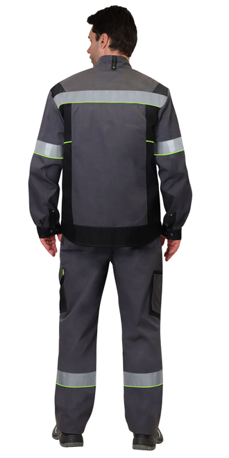 Костюм «-ХОВАРД» куртка, полукомбинезон темно-серый с черным и лимонным кантом СОП 50 мм