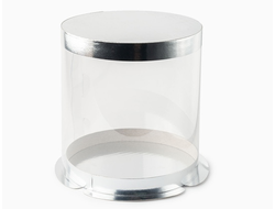 Коробка для торта прозрачная / тубус, диаметр 250 * высота 284 мм, СЕРЕБРО