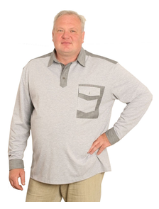 Рубашка поло длинный рукав мужская большого размера Артикул 50118/1 размер 60-62