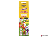 Карандаши цветные утолщенные ЮНЛАНДИЯ «СКАЗОЧНЫЙ МИР», 6 цветов, трехгранные, с ТОЧИЛКОЙ. 181369