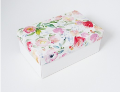 Коробка подарочная ВЫСОКАЯ 2П-В 7 см БЕЗ ОКНА (18*11* выс 7 см), акварельные цветы