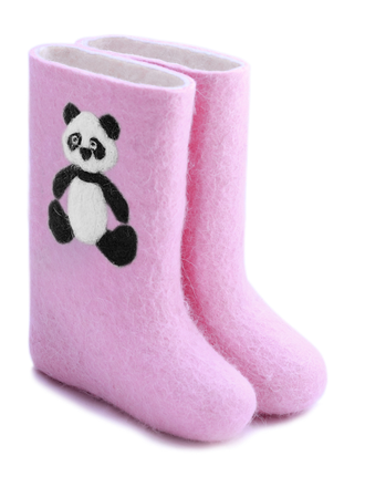 Детские валенки «Панда» розовые