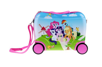 Детский чемодан на 4 колесах Единороги - розовый