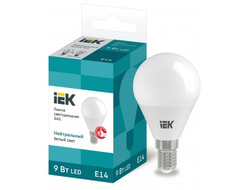Лампа светодиодная IEK шар G45 E14 9W(810lm) 4000К 4K ECO LLE-G45-9-230-40-E14