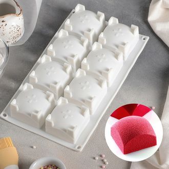 Форма для муссовых десертов и выпечки 29,5×17 см «Квадро», 8 ячеек (6×6×4 см), цвет белый