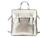 Кожаный женский рюкзак-трансформер Business серебряный