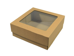 Коробка для торта с окном КРАФТ, 18*18*11 см (КТ-110 мини)