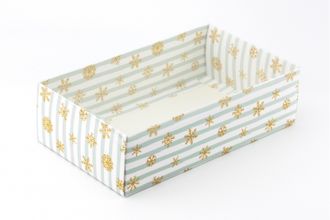 Коробка подарочная ВЫСОКАЯ 5П-В с Прозрачной крышкой (25*15* выс 7 см), Снежинки с голубой полоской