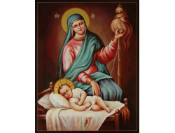 Пресвятая Богородица с младенцем. Рукописная икона.