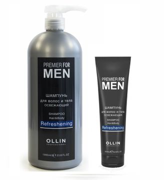 OLLIN Premier for Men Шампунь для волос и тела освежающий 1000мл.