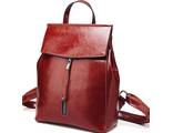 Кожаный женский рюкзак-трансформер Zipper бордовый