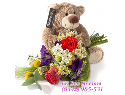 Мягкая игрушка с букетом в наборе Симпотяжка