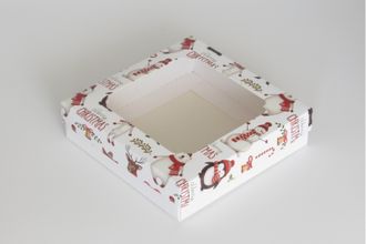 Коробка подарочная С ОКНОМ 20*20* высота 5 см, Дедушка мороз