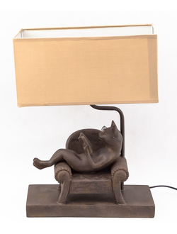 Настольная лампа "Кот на кресле с книгой"