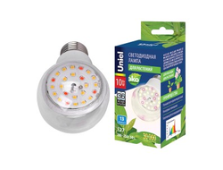 Лампа Uniel для растений A60 E27 10W 13мкм/с 60x110 прозр. LED-A60-10W/SPFB/E27/CL