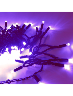 Гирлянда 120 светодиодов, 12 м, черный провод, уличная, фиолетовый