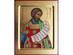 Роман Сладкопевец, святой преподобный. Рукописная икона 22х28см.