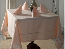 Комплект льняного столового белья "Сенецио" - прямоугольная скатерть с вышивкой 140*230 см и салфетки 6 шт.