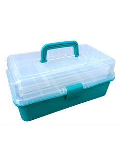 Ящик рыболовный двухполочный 33х19х14см (прозрачная крышка) зеленый