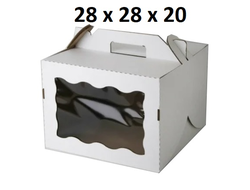 Коробка для торта с фигурным окном с РУЧКОЙ, 28*28*20 см