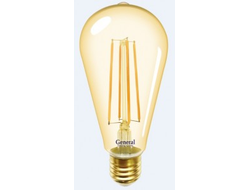 Лампа светодиодная General LOFT ST64S E27 13W 2700K 2K 64x140 филамент (нитевидная) золотая 655303
