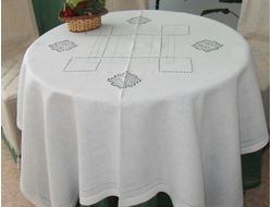 Комплект льняного столового белья "Кордилина" - прямоугольная скатерть с вышивкой 140*210 см и салфетки 6 шт.