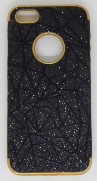 Защитная крышка силиконовая iPhone 5/5S, с вырезом под логотип черная с напылением