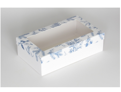 Коробка подарочная ВЫСОКАЯ 5П-В 7 см С ОКНОМ (25*15* выс 7 см), синий иней