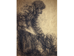 Зинов В.С. Рисунок мужчина - из серии эскизов к незаконченной работе 1930-е гг. Бумага, итальянский карандаш 80Х58 (544)