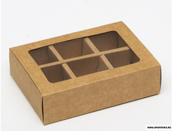 Коробка для конфет 6 шт 13,7 x 9,8 x 3,8 см Бурый